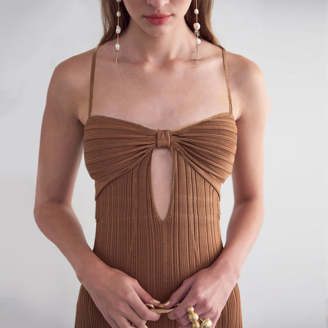 Sweetheart Neck Linen Blend Dress