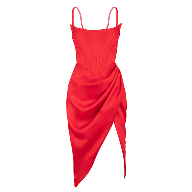 Off the Shoulder Satin Corset Dress