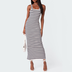 Stripe Strapless Rib Sweater Dress