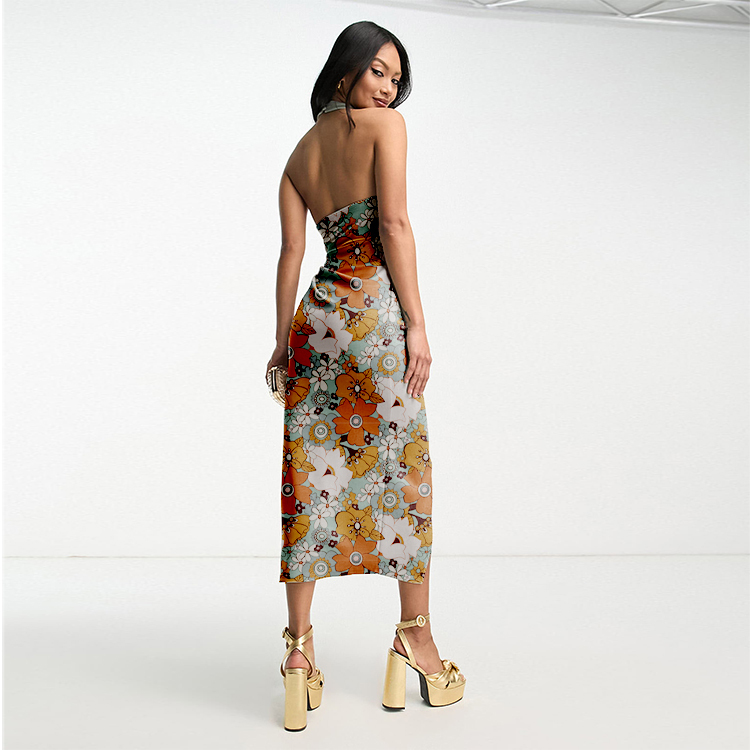 Knot Neck Halter Dress