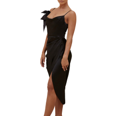 Bow Shoulder V-Neck Gown