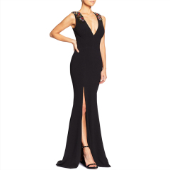 Shoulder V-Neck Gown