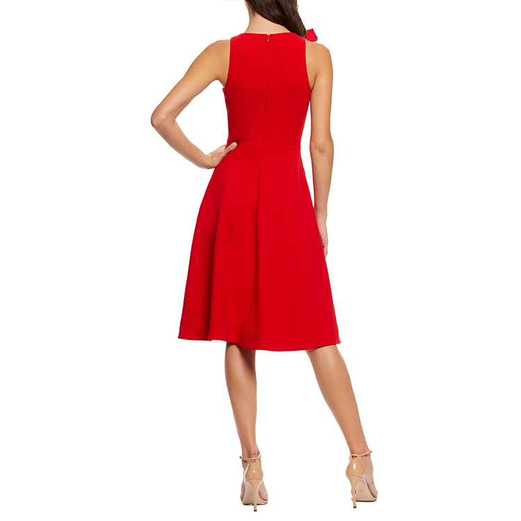 Bow Shoulder V-Neck Gown