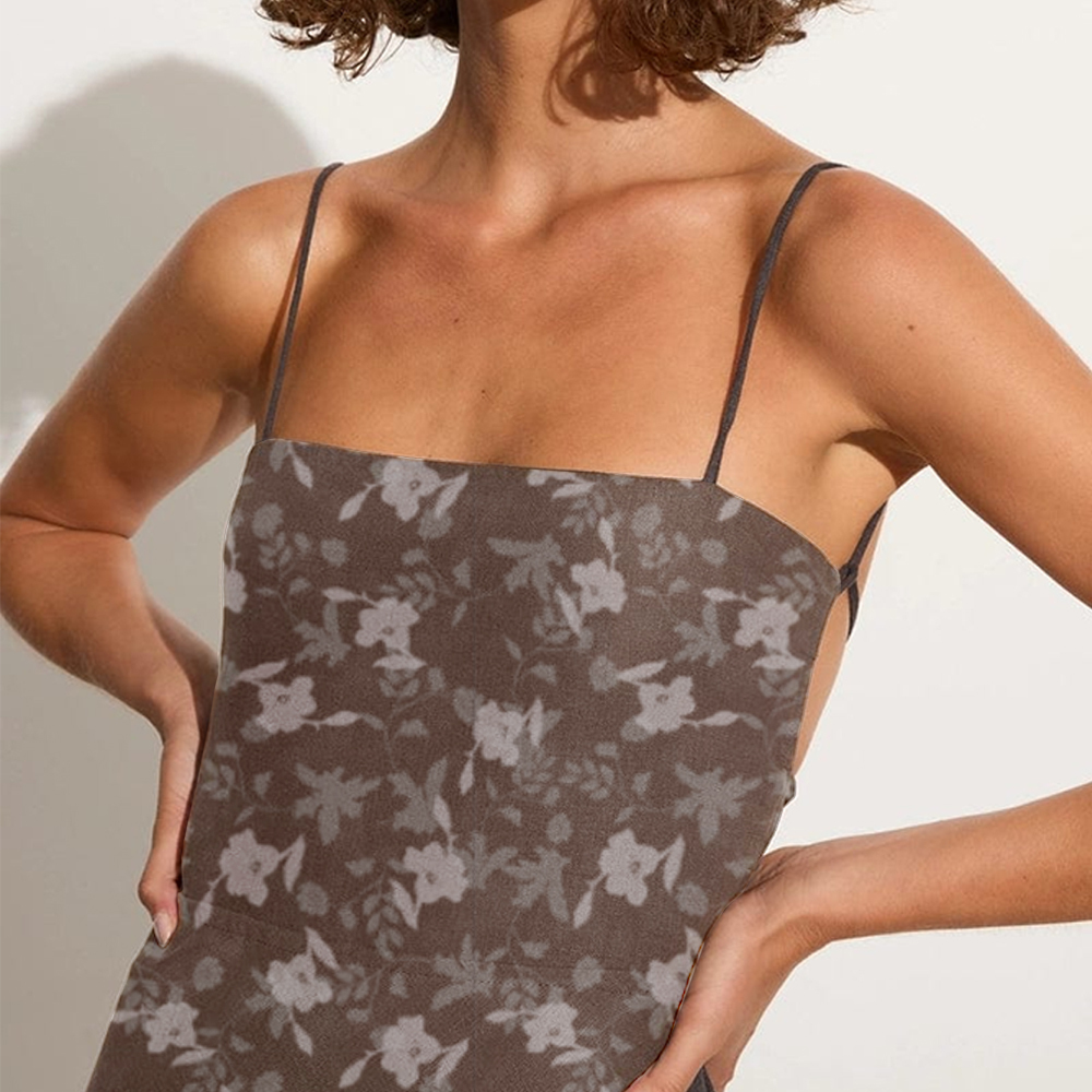 The Brown Floral Slit Maxi Dress