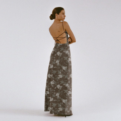 The Brown Floral Slit Maxi Dress