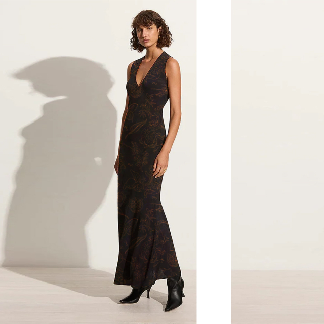 Embellished Satin Midi-Dress