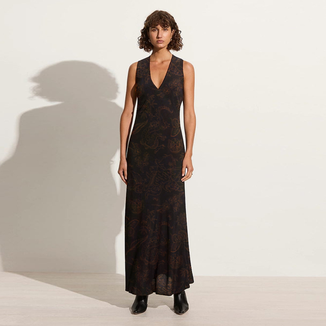 Embellished Satin Midi-Dress