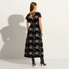 Flutter Sleeve Smock Waist Midi Dress