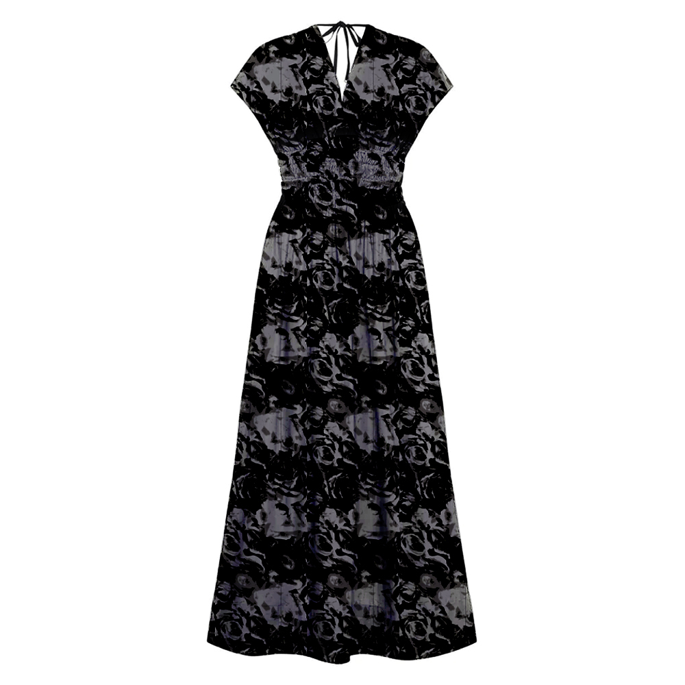Flutter Sleeve Smock Waist Midi Dress