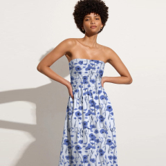 Blue floral holiday midi skirt