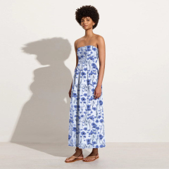 Blue floral holiday midi skirt