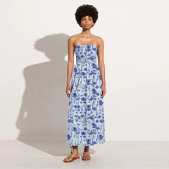 Blue floral holiday midi skirt