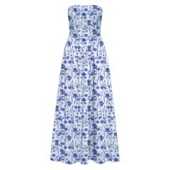 Blue floral holiday midi skirt