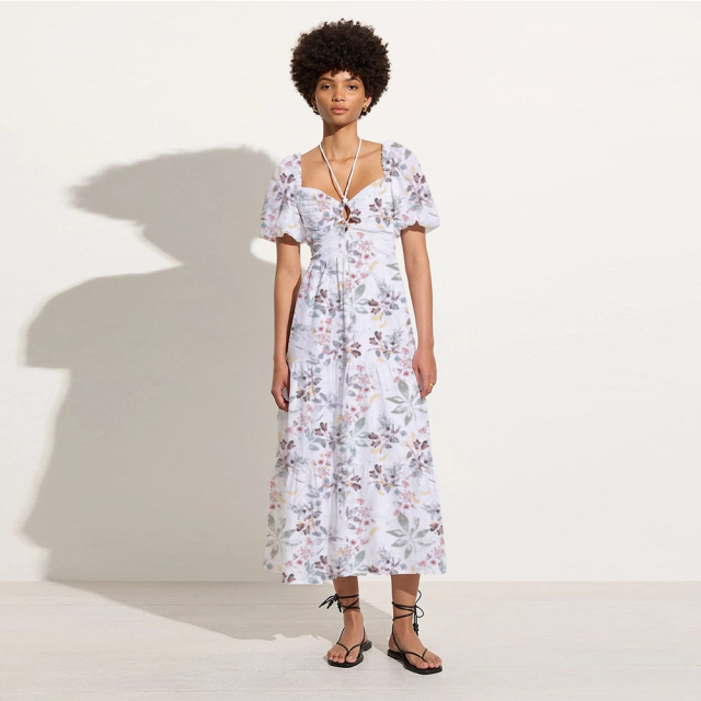 Floral Puff Sleeve Dress Maxi Dress