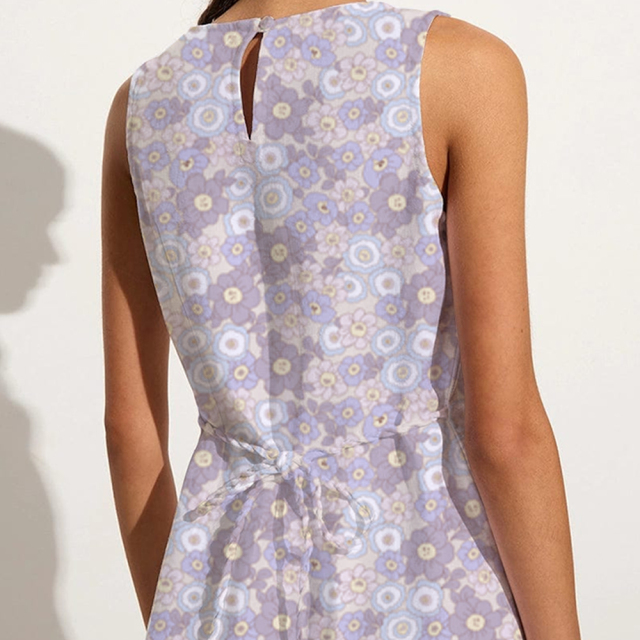 square neck mini a-line dress in retro floral