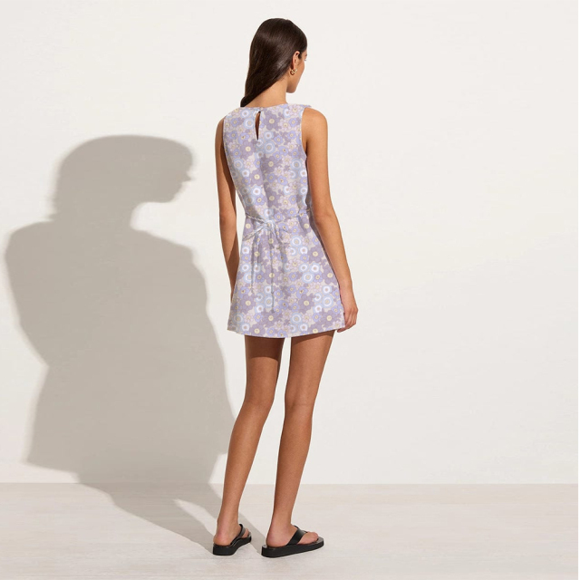 square neck mini a-line dress in retro floral
