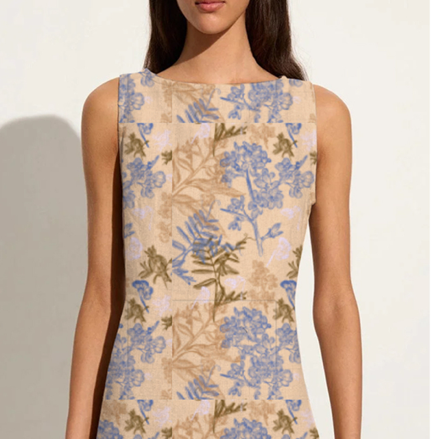 square neck mini a-line dress in retro floral