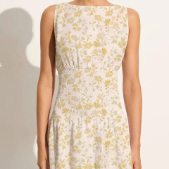 Light yellow floral midi dress