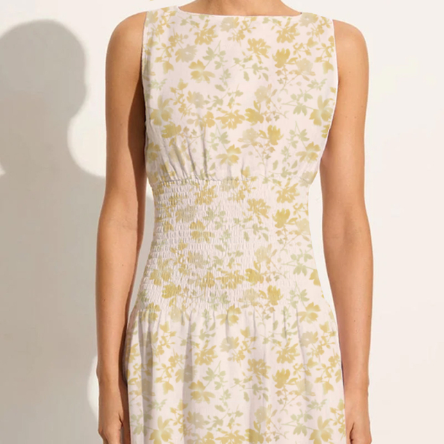 Light yellow floral midi dress