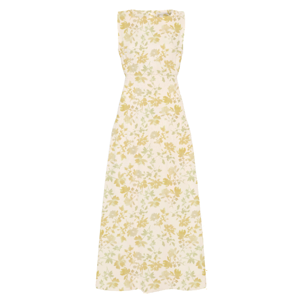 Light yellow floral midi dress