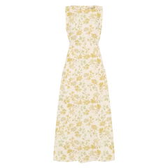 Light yellow floral midi dress