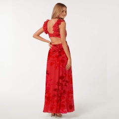 Floral-print silk midi dress