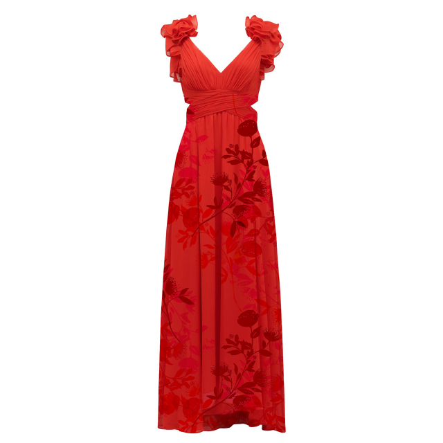 Floral-print silk midi dress