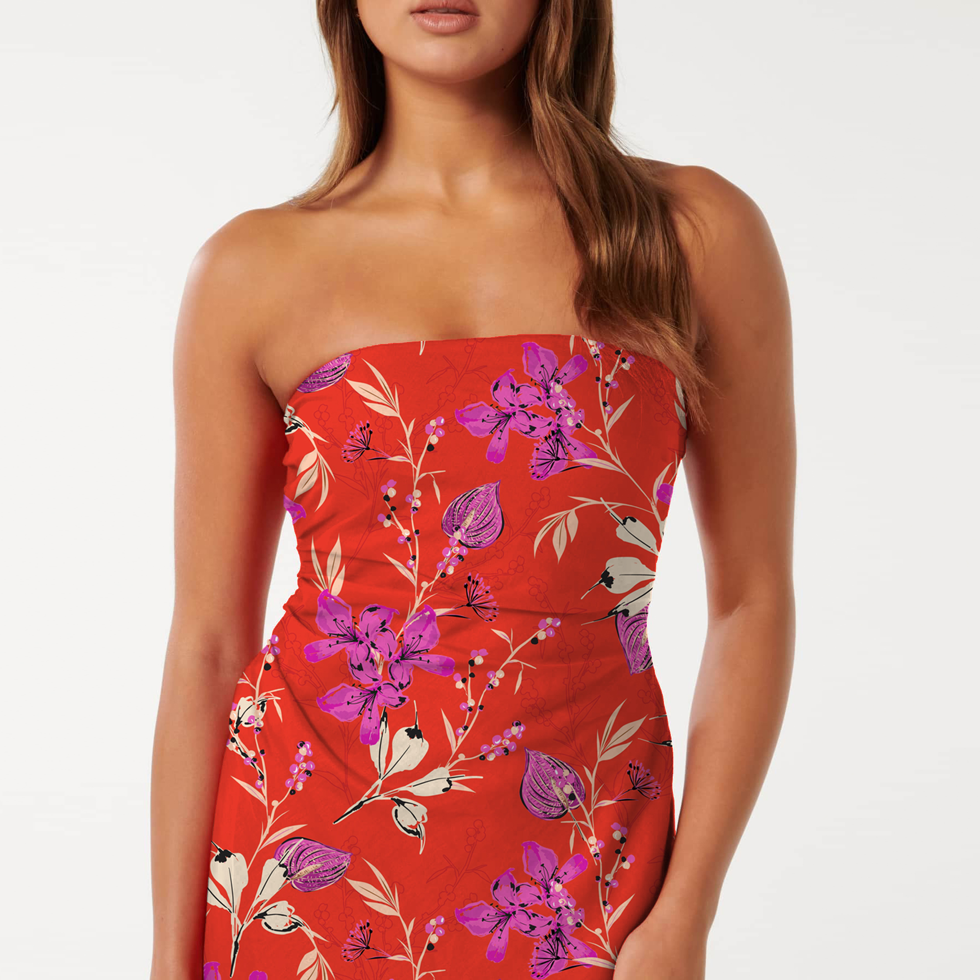 Floral-print silk midi dress