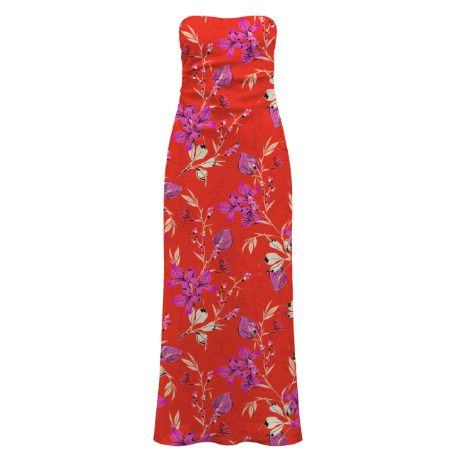 Floral-print silk midi dress