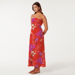 Floral-print silk midi dress