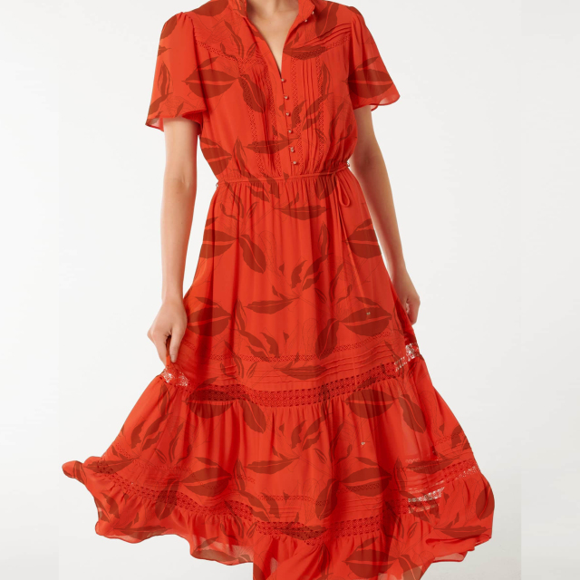 Floral-print silk midi dress