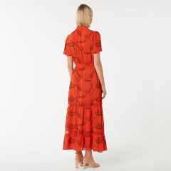 Floral-print silk midi dress