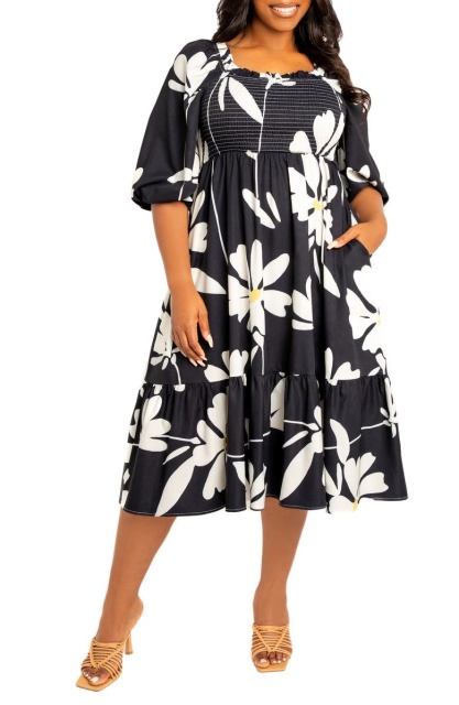 with floral print dress