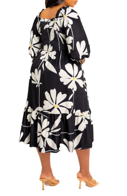 with floral print dress