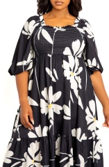 with floral print dress