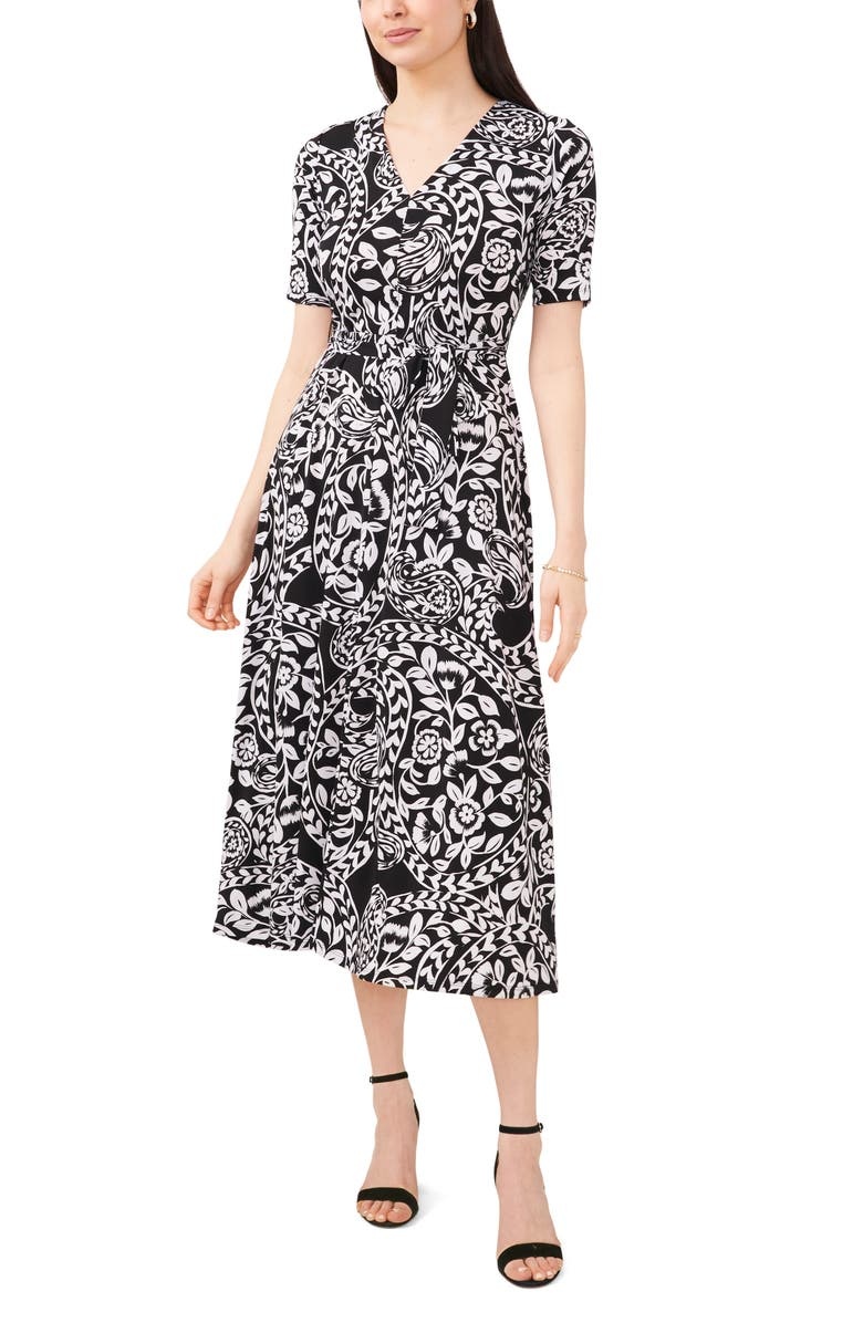 with floral print dress