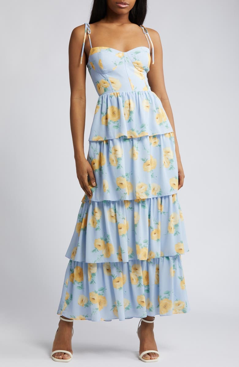 with floral print dress