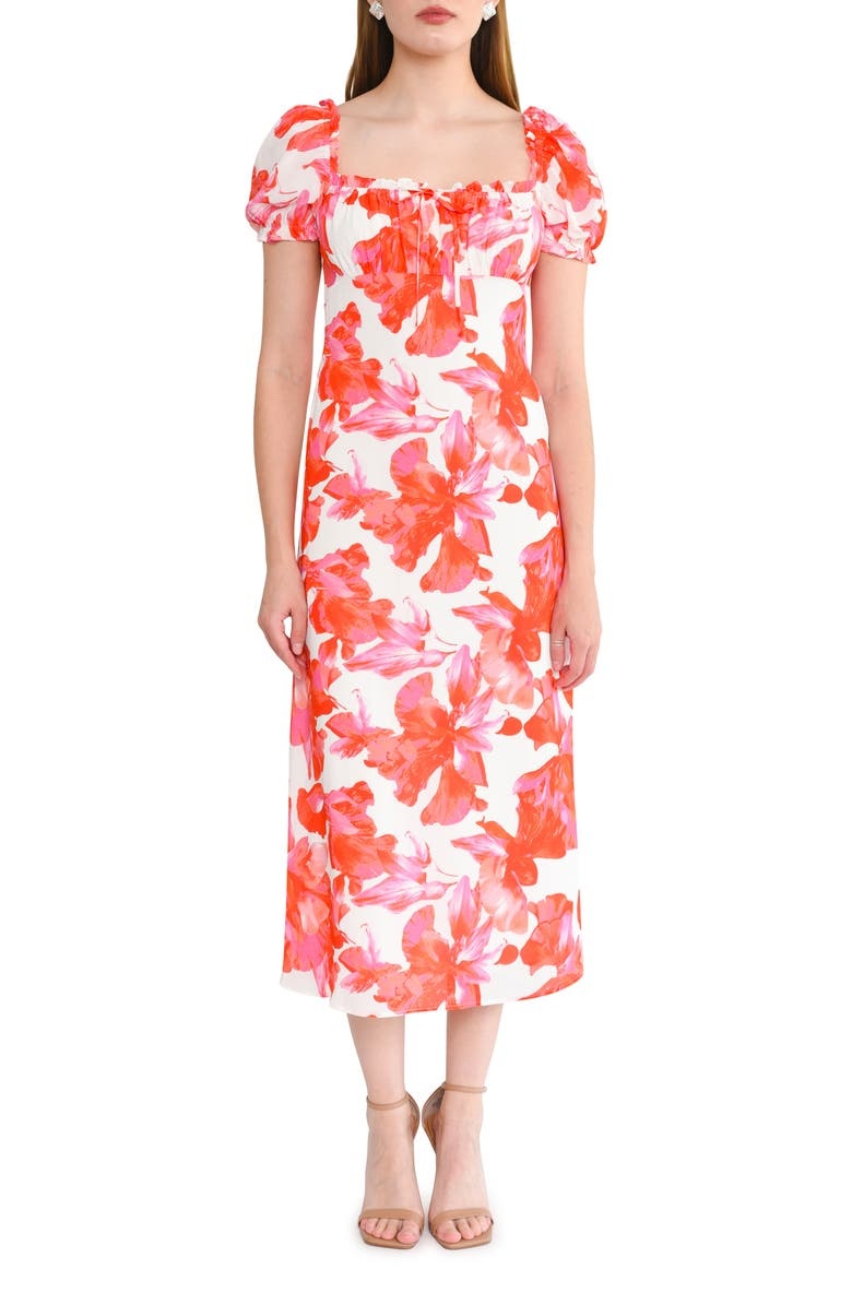 with floral print dress
