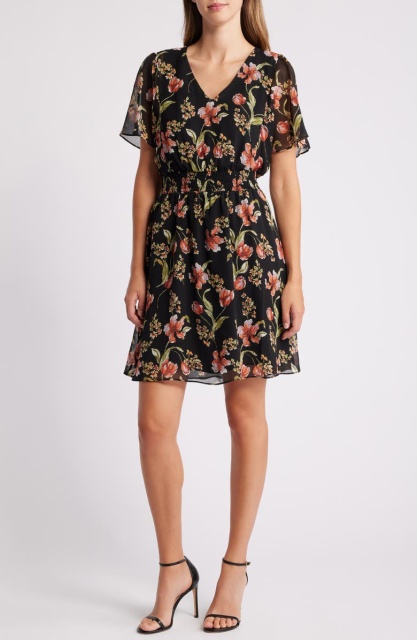 with floral print dress