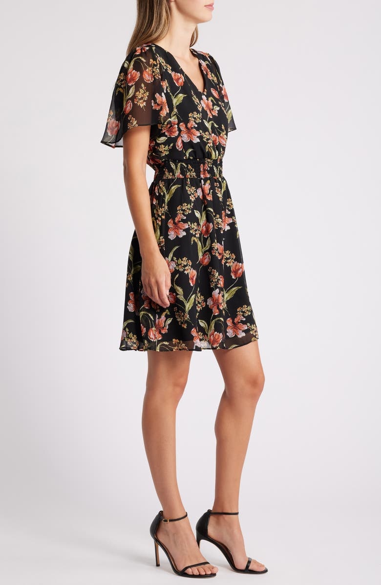with floral print dress