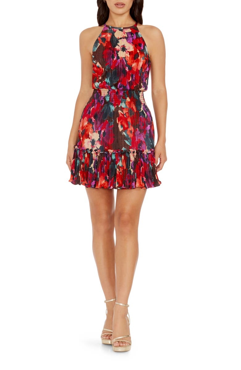 with floral print dress