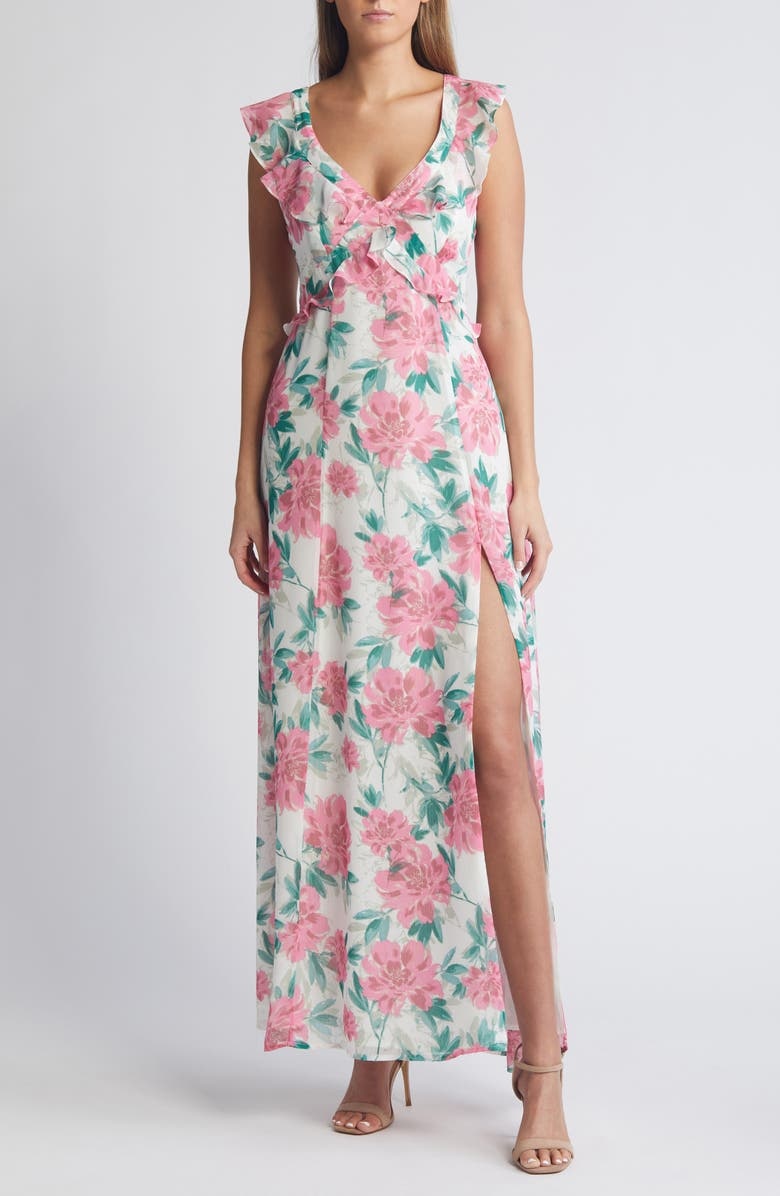 with floral print dress
