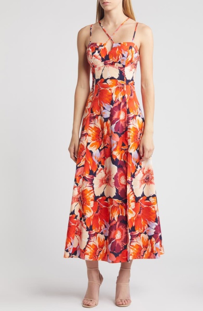with floral print dress