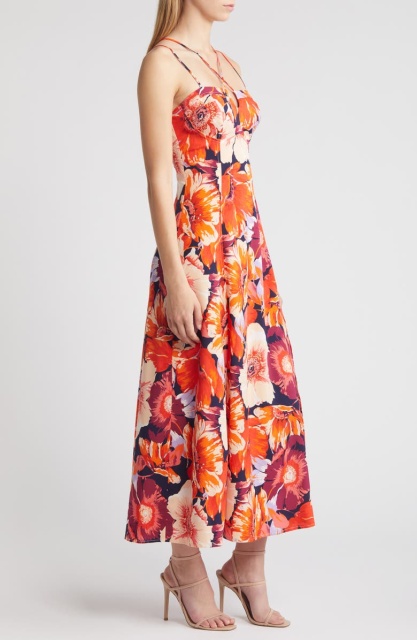 with floral print dress