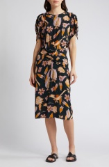 with floral print dress