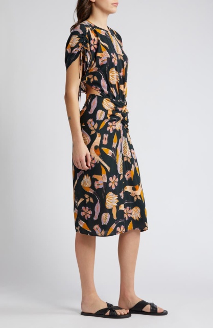 with floral print dress