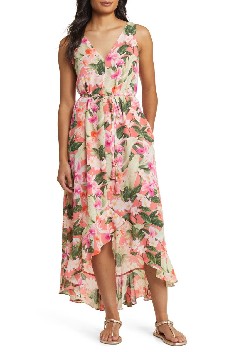 with floral print dress