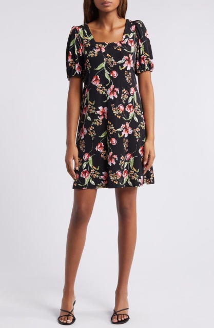with floral print dress