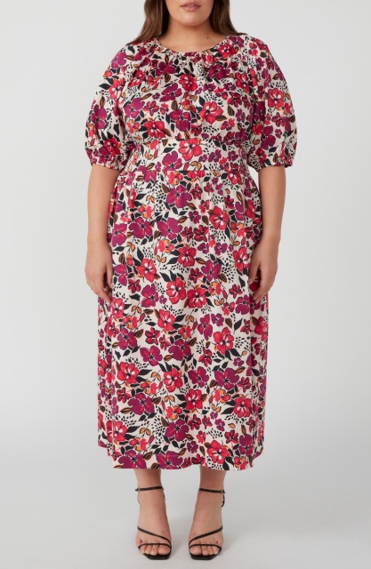 with floral print dress