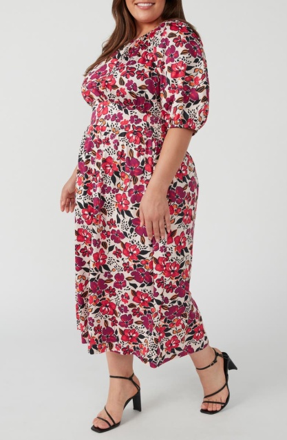 with floral print dress